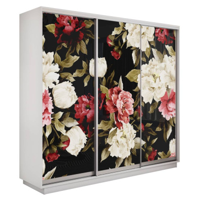 Экспресс 3-х дверный (Пионы) (Белый снег 1800х2200х440 Экспресс 45 3х Серебро профиль)