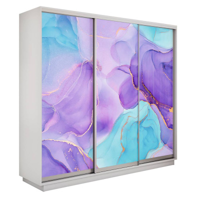 Экспресс 3-х дверный (Абстракция фиолетовая) (Белый снег 1800х2200х440 Экспресс 45 3х Серебро профиль)