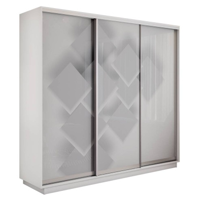 Экспресс 3-х дверный (Квадраты) (Белый снег 1800х2200х440 Экспресс 45 3х Серебро профиль)