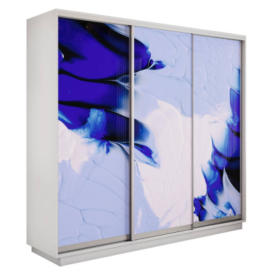Экспресс 3-х дверный (Абстракция бело-голубая) (Белый снег 1800х2200х440 Экспресс 45 3х Серебро профиль)