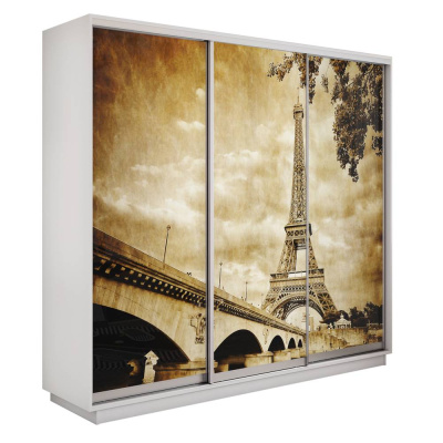 Экспресс 3-х дверный (Париж) (Белый снег 1800х2200х440 Экспресс 45 3х Серебро профиль)