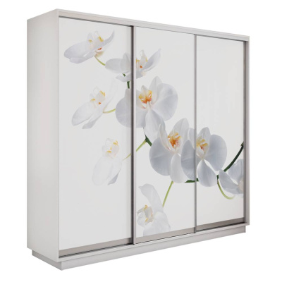 Экспресс 3-х дверный (Орхидея белая) (Белый снег 1800х2200х440 Экспресс 45 3х Серебро профиль)