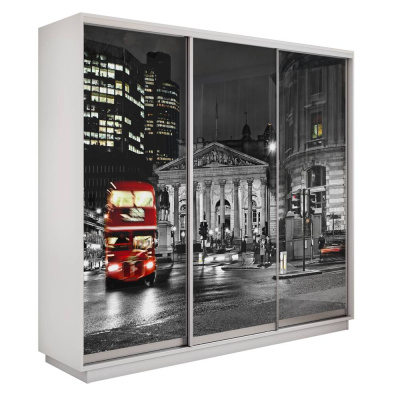 Экспресс 3-х дверный (Ночной Лондон) (Белый снег 1800х2200х440 Экспресс 45 3х Серебро профиль)